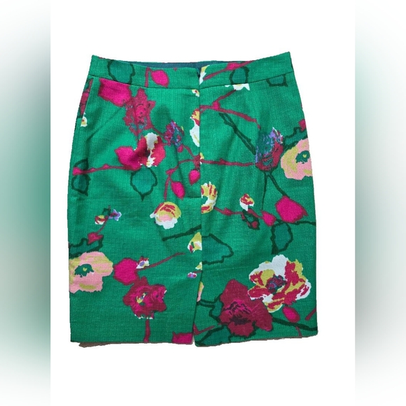 NWOT J. Crew Green Floral Mini Skirt size  00 Petite - Picture 6 of 10